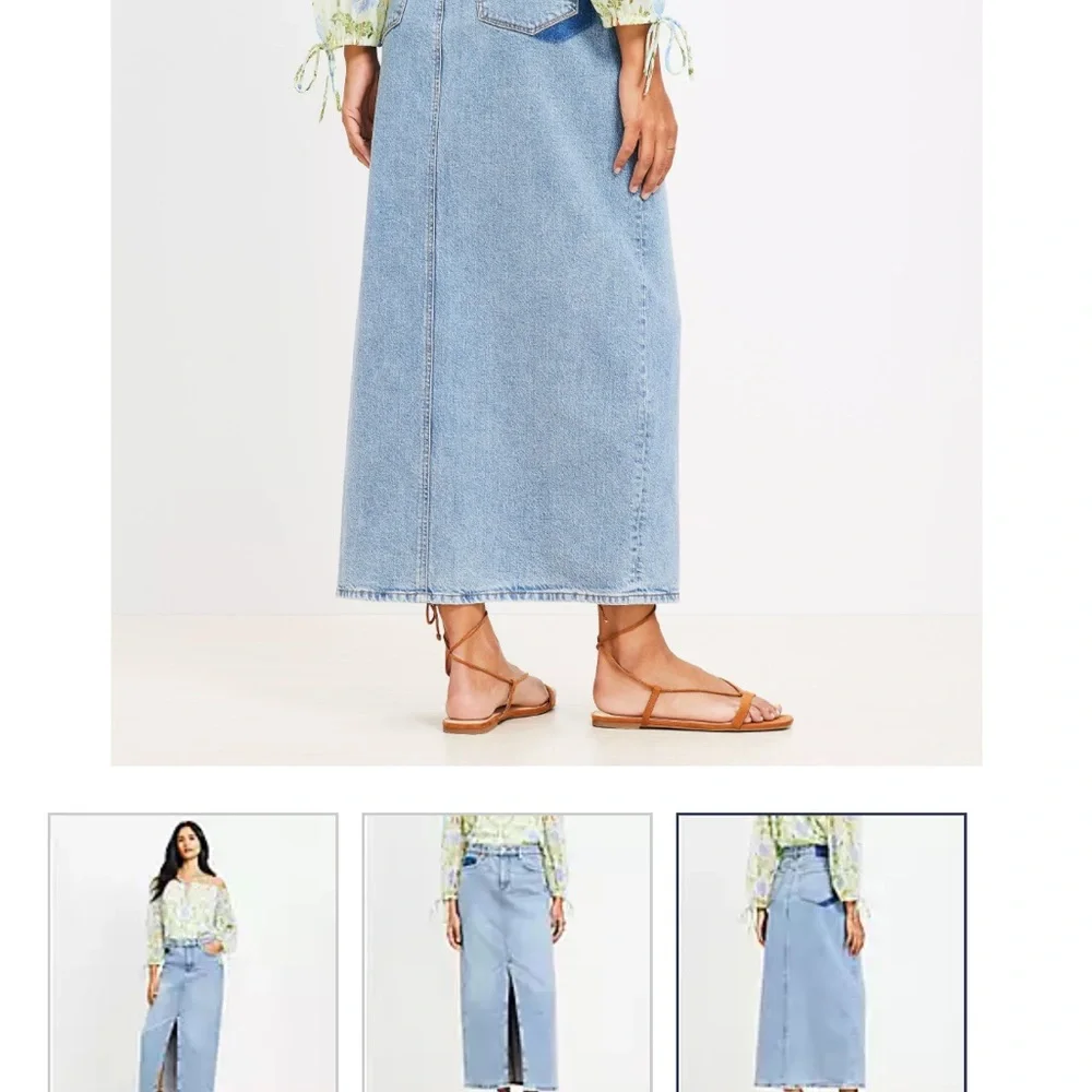 Ann Taylor Light Blue Asymmetrical Denim Skirt - Picture 2 of 2